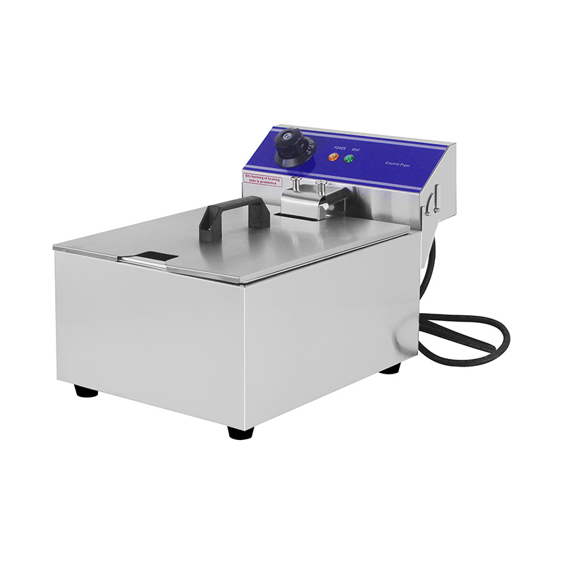 مقلاة عميقة كهربائية تجارية من الفولاذ المقاوم للصدأ ذات لوحة زرقاء مع سلة واحدة